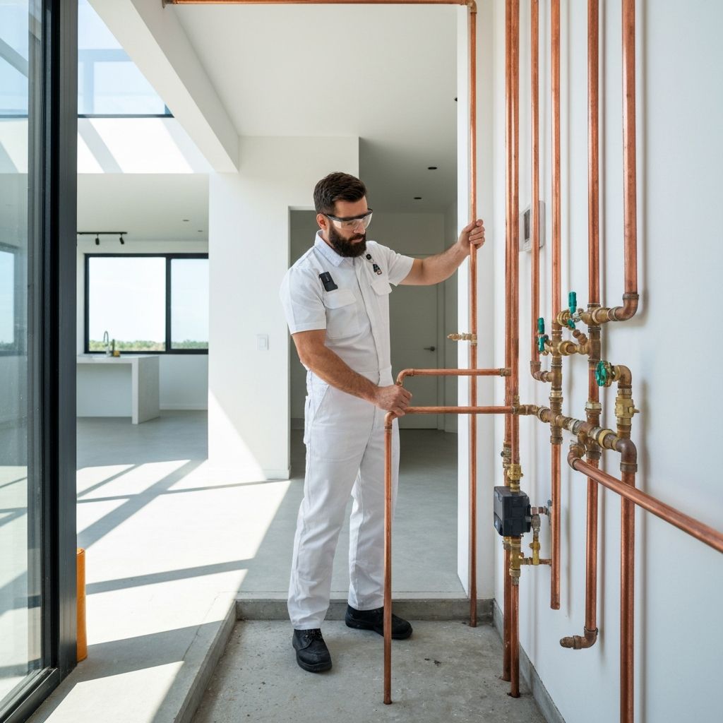 VVS-montör som installerar rör och vattenledningar